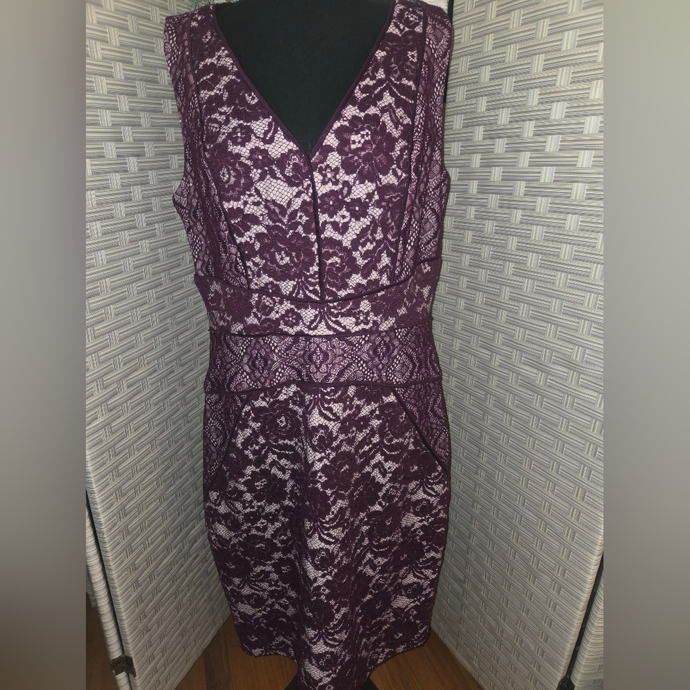 Chaya Burgundy Lace Cocktail Dress Size 14 NWT